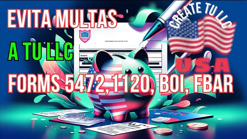 maxresdefault3 Crea tu LLC desde España Optimizacion fiscal 2026 Imagen destacando la importancia de evitar multas para una LLC con formularios fiscales y una alcancía con bandera de EE UU